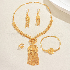 Alloy Hollow Flower Bracelets & Earrings & Necklaces & Rings Sets for Women&nbsp;NS7622
