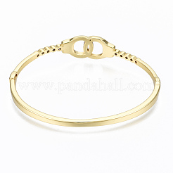 Brass Micro Pave Clear Cubic Zirconia Bangles&nbsp;BJEW-T018-02G-NF