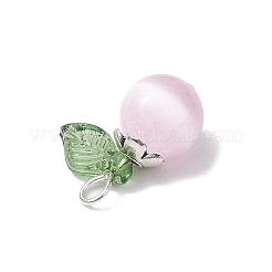 Natural Selenite(Dyed) Imitation Cat Eye Round Pendants&nbsp;PALLOY-TA00133-01