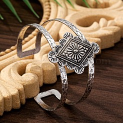 Vintage Iron Hollow Floral Rhombus Cuff Bangles for Women&nbsp;WGD2606-01