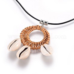 Cowrie Shell Pendant Necklaces&nbsp;NJEW-JN02312-01