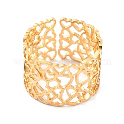 Ion Plating(IP) 304 Stainless Steel Heart Hollow Cuff Ring&nbsp;X-RJEW-L103-11G