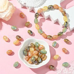 50Pcs Golden Metal Enlaced Opaque Acrylic Beads&nbsp;OACR-CJ0001-78