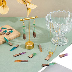 24Pcs 12 Styles Transparent Resin & Walnut Wood Pendants&nbsp;RESI-PH0002-33