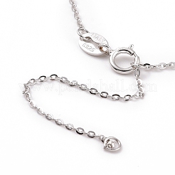 Rhodium Plated 925 Sterling Silver Cable Chains Necklace Making&nbsp;STER-I021-06P