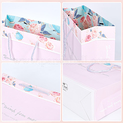 2Pcs 2 Colors Valentine's Day Theme Flower Printed Rectangle Paper Bags with Rope Handle&nbsp;ABAG-SP0001-27