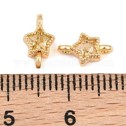 Brass Pave Yellow Cubic Zirconia Connector Charms&nbsp;KK-CBA2DE6-04G-11