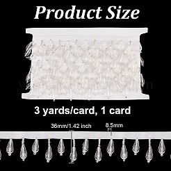 Glass Teardrop Beaded Fringe Trim&nbsp;DIY-WH0588-12