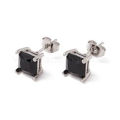 6 Pairs Tiny Cubic Zirconia Square Stud Earrings&nbsp;EJEW-G291-01A-M