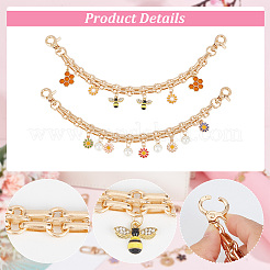 Daisy/Bee Alloy Enamel & ABS Plastic Imitation Pearl Pendant Decorative Purse Chains&nbsp;AJEW-AB00121