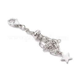 3Pcs 304 Stainless Steel Macrame Pouch Empty Stone Holder Pendant Decorations&nbsp;HJEW-JM04380-02