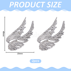 2Pcs Angel Wings Zinc Alloy Rhinestone Brooches for Backpack Clothes Wedding Party&nbsp;JEWB-WR0001-12P