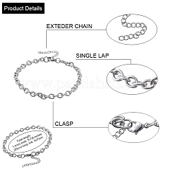 304 Stianless Steel Cable Chain Bracelet Making&nbsp;STAS-CJ0001-137