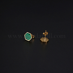 Synthetic Malachite Hexagon Stud Earrings&nbsp;HM7952-1