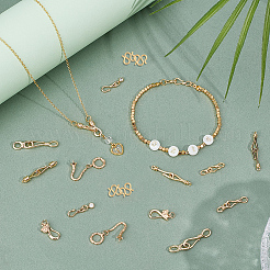 18Pcs 9 Styles Brass Hook and S-Hook Clasps&nbsp;KK-PH0013-63