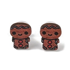 Christmas Theme Wood Stud Earrings&nbsp;EJEW-U016-06P-01
