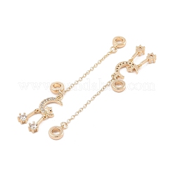 Rack Plating Moon & Star Brass Clear Cubic Zirconia European Safety Chains&nbsp;KK-F879-24G