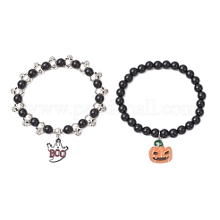 2Pcs Halloween Alloy Enamel Charm Bracelets&nbsp;BJEW-JB12011