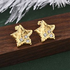 304 Stainless Steel Rhinestone Stud Earrings for Women&nbsp;EJEW-U052-02G