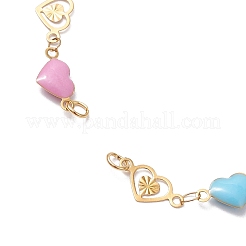 304 Stainless Steel Enamel Colorful Heart Link Chain Bracelet Making&nbsp;AJEW-JB01304