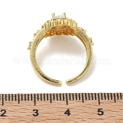 Brass Micro Pave Cubic Zirconia Cuff Open Rings&nbsp;RJEW-C163-19G