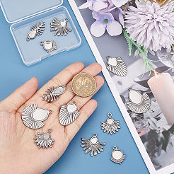 12Pcs 6 Styles 304 Stainless Steel Pendant Cabochon Settings&nbsp;STAS-UN0042-14