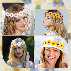 2Pcs 2 Colors Cloth Small Sunflowe Wreath Headband&nbsp;OHAR-CP0001-19