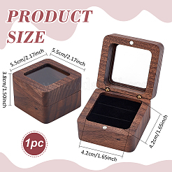 Square Wooden Finger Ring Gift Magnetic Boxes&nbsp;CON-WH0089-109A