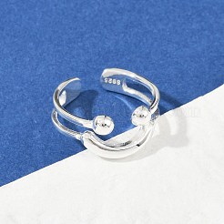 925 Sterling Silver Adjustable Cuff Rings for Women&nbsp;RJEW-G351-02S
