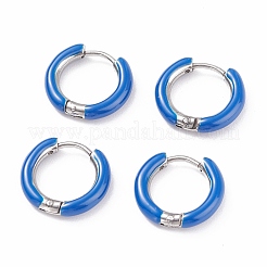 Two Tone 304 Stainless Steel Chunky Huggie Hoop Earrings with Enamel for Women&nbsp;EJEW-C043-11-P