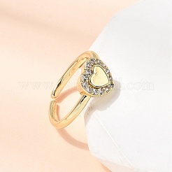Brass Micro Pave Cubic Zirconia Cuff Open Rings for Women&nbsp;RJEW-B160-10G