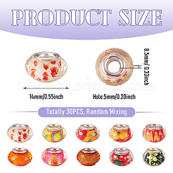 30Pcs Printed Transparent Resin European Beads&nbsp;RESI-TADJ0001-03J