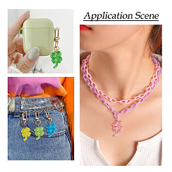 30Pcs Transparent & Opaque Resin Clover Pendants&nbsp;CRES-TA0001-95