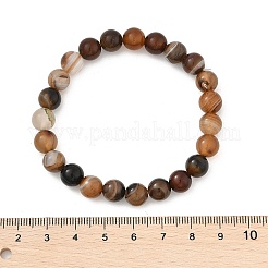 Natural Striped Agate/Banded Agate Beaded Stretch Bracelets&nbsp;BJEW-Q692-03I