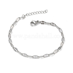 304 Stainless Steel Dapped Chains Bracelets for Women&nbsp;BJEW-D466-08A-P