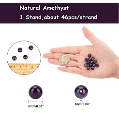 Natural Amethyst Round Bead Strands&nbsp;G-AR0001-88