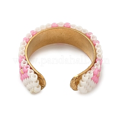 Glass Beads with 304 Stainless Steel Cuff Rings&nbsp;RJEW-MZ00031
