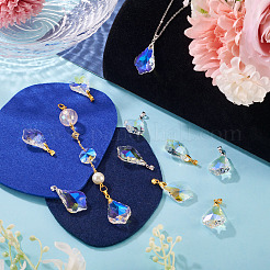 20Pcs 2 Colors AB Color Plated Electroplate Glass Pendants&nbsp;PALLOY-TA00331
