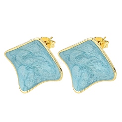 Brass Enamel Stud Earrings for Women&nbsp;KK-CBA760A-07G-03