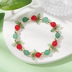 Natural Malaysia Jade & Green Aventurine Beaded Stretch Bracelet&nbsp;BJEW-JB09759-02
