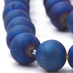 Electroplate Natural Druzy Geode Weathered Agate Beads Strands&nbsp;G-S284-6mm-02
