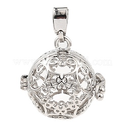 Rack Plating Brass Bead Cage Pendants&nbsp;KK-D025-01D-P