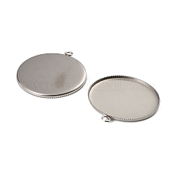 Flat Round 304 Stainless Steel Bezel Pendant Trays&nbsp;STAS-NH0001-04P-01