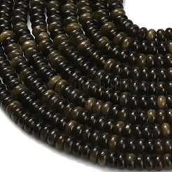Natural Golden Sheen Obsidian Beads Strands&nbsp;G-Z110-B31-2x4mm