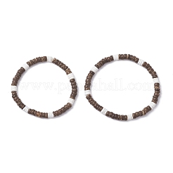 2Pcs 2 Styles Natural Coconut & White Shell Flat Round Beads Stretch Bracelets for Men Women&nbsp;BJEW-JB12460