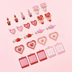24Pcs 12 Styles Valentine's Day Rack Plating Alloy Enamel Pendants&nbsp;ENAM-FS0002-56