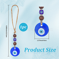 1Pc Glass Blue Evil Eye Pendant Decorations&nbsp;HJEW-CN0001-42B