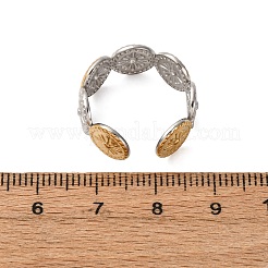 304 Stainless Steel Double Color Cuff Rings&nbsp;RJEW-S635-01GP-Y