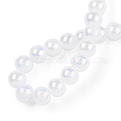 Electroplate Imitation Jade Glass Beads Strands&nbsp;GLAA-T032-J8mm-AB01
