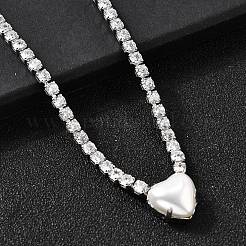 Brass Pave Clear Cubic Zirconia Tennis Necklaces&nbsp;NJEW-K287-02P